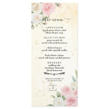 Rosa und Weiße Rosenblüten Hochzeitsmenü