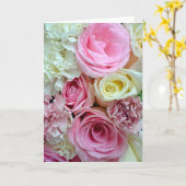 Rosa und weiße Rosendruck-Grußkarte Karte (Gelbe Blume)