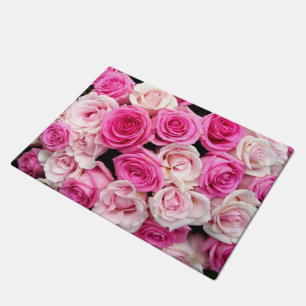 Rosa und weiße Rosenmatte Fußmatte