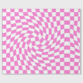 Rosa und weiße rückwärts gezogene Karos geprüft Geschenkpapier (Flach)