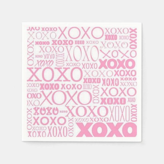 Rosa und weiße Schläge und Kisses Pattern Napkins Serviette (Vorderseite)