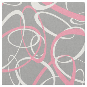 Rosa und weiße Schleifen auf grauem geometrischem Stoff