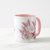 Rosa und weiße Schmetterlinge Blume Tasse (VorderseiteRechts)