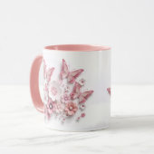 Rosa und weiße Schmetterlinge Blume Tasse (Vorderseite Links)