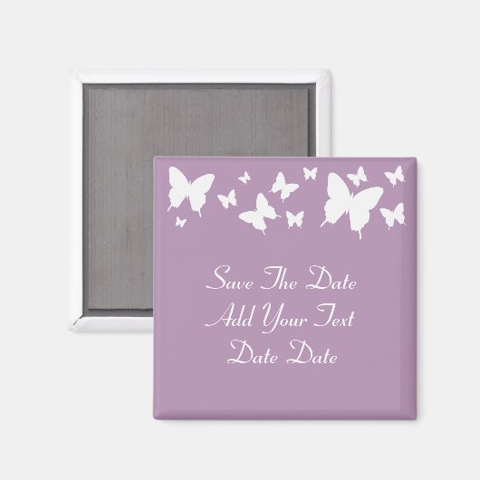 Rosa und weiße Schmetterlinge speichern das Datums Magnet (Vorderseite/Rückseite)