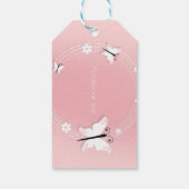 Rosa und weiße Schmetterlinge und Blume Gastgesche Geschenkanhänger (Rückseite)