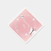 Rosa und weiße Schmetterlinge und Blume nach Maß Serviette (Ecke)