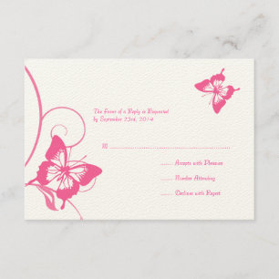 Rosa und weiße Schmetterlingshochzeit RSVP Karte