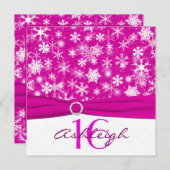 Rosa und weiße Schneeflocke-16. Einladung (Vorne/Hinten)
