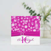 Rosa und weiße Schneeflocke-16. Einladung (Stehend Vorderseite)