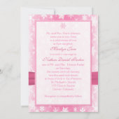 Rosa und weiße Schneeflocken Einladung Hochzeit (Rückseite)
