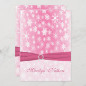 Rosa und weiße Schneeflocken Einladung Hochzeit (Vorne/Hinten)