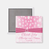 Rosa und weiße Schneeflocken Gastgeschenk Hochzeit Magnet (Vorderseite/Rückseite)