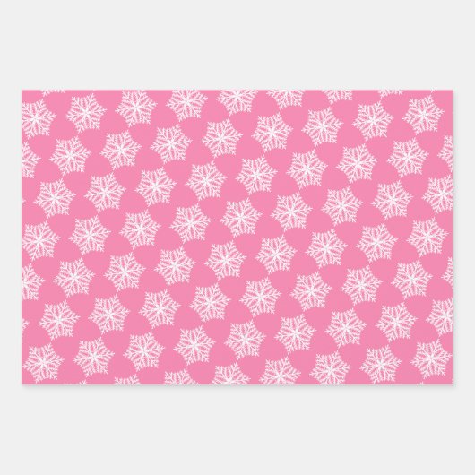 Rosa und weiße Schneeflocken Muster Weihnachten Geschenkpapier Set (Vorderseite 3)