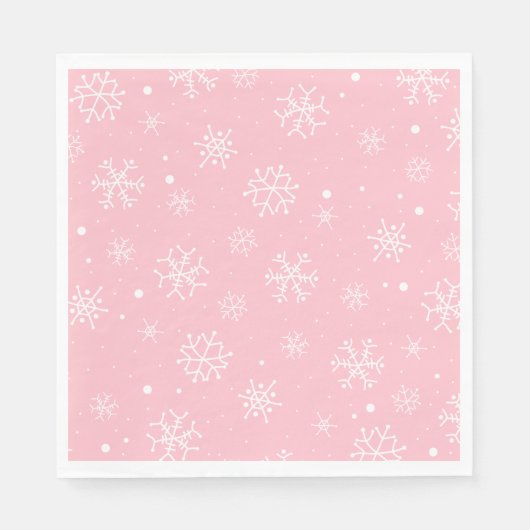 Rosa und weiße Schneeflocken Napkins Serviette (Vorderseite)