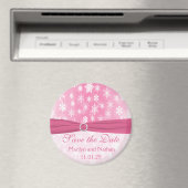 Rosa und weiße Schneeflocken Save the Date Magnet (In Situ (Geschirrspüler))