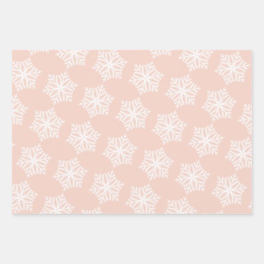 Rosa und weiße Schneeflocken Weihnachten Geschenkpapier Set (Vorderseite 3)