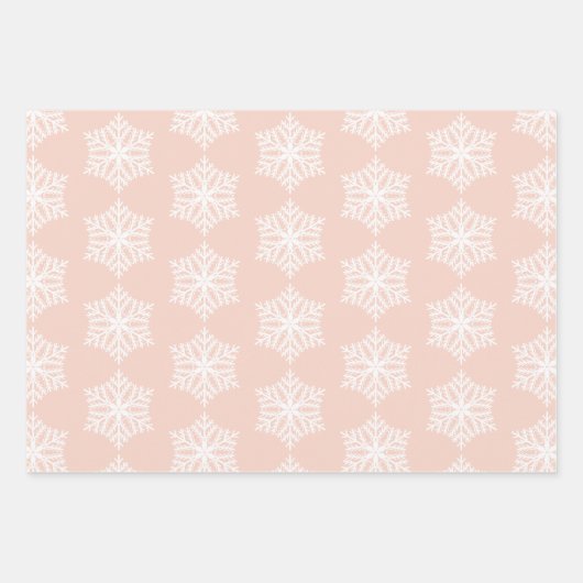 Rosa und weiße Schneeflocken Weihnachten Geschenkpapier Set (Vorderseite 2)