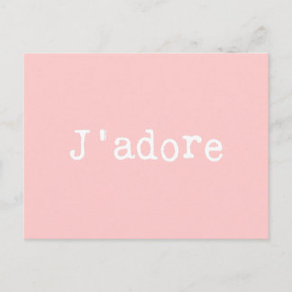 Rosa und Weiße Schreibmaschinenschrift J'adore Postkarte