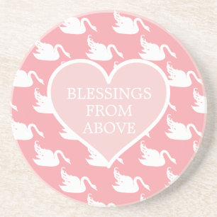 Rosa und weiße Schwäne Muster für Babydusche Getränkeuntersetzer