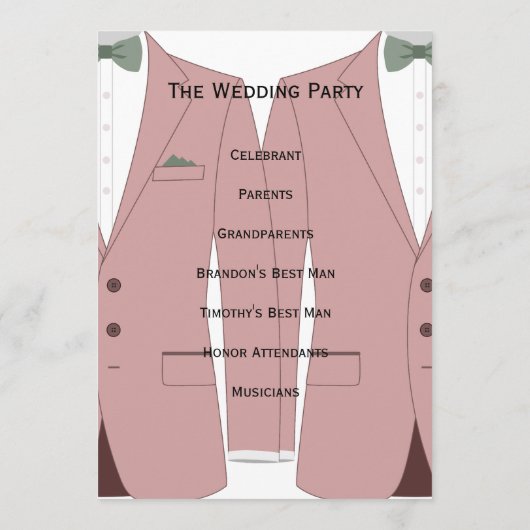 Rosa und weiße schwule Hochzeitsprogramme Programm (Rückseite)