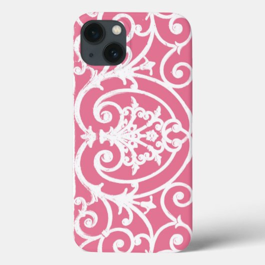 Rosa und weiße Scrollwork Case-Mate iPhone-Hülle iPhone Hülle (Rückseite)