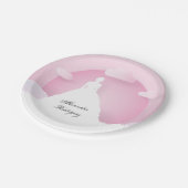 Rosa und weiße Silhouette mit dem Mond Quinceanera Pappteller (Schrägansicht)