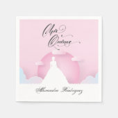 Rosa und weiße Silhouette mit dem Mond Quinceanera Serviette (Vorderseite)