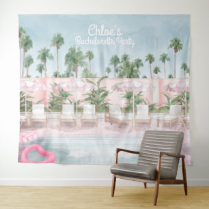Rosa und weiße Sommer-Pool Party Tapisserie Wandteppich