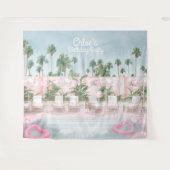 Rosa und weiße Sommer-Pool Party Tapisserie Wandteppich (Vorderseite (Horizontal))