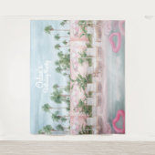 Rosa und weiße Sommer-Pool Party Tapisserie Wandteppich (Vorderseite)