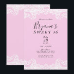 Rosa und weiße Spitzen Elegant Sweet 16 Party Einladung<br><div class="desc">Anpassen für jedes Ereignis</div>