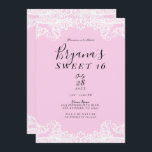 Rosa und weiße Spitzen Elegant Sweet 16 Party Einladung<br><div class="desc">Anpassen für jedes Ereignis</div>