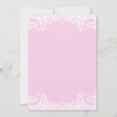 Rosa und weiße Spitzen Elegantes Quinceñera Einladung (Rückseite)