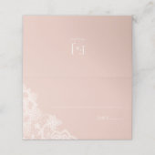 Rosa und weiße Spitzen Rosa Hochzeit Platzkarte (Außenseite Aufgefaltet)