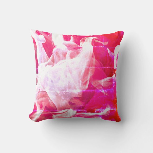 Rosa und weiße Splash Paint Throw Kissen (Vorderseite)
