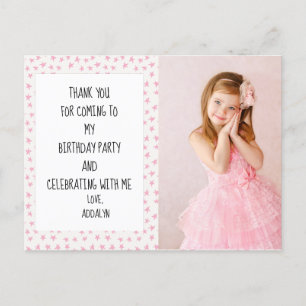 Rosa und weiße Sterne Geburtstag Vielen Dank Postkarte