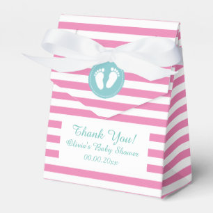 Rosa und weiße Streifen Babydusche Gastgeschenk Geschenkschachtel