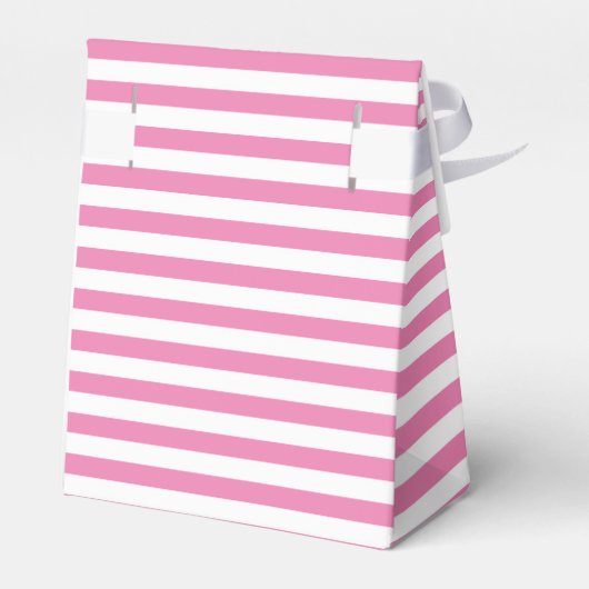 Rosa und weiße Streifen Babydusche Gastgeschenk Geschenkschachtel (Rückseite)