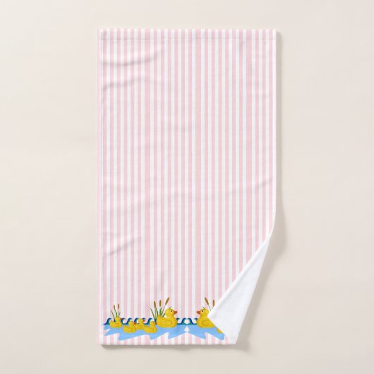 Rosa und weiße Streifen Badezimmer Handtuchhalter Badhandtuch Set (Handtuch)