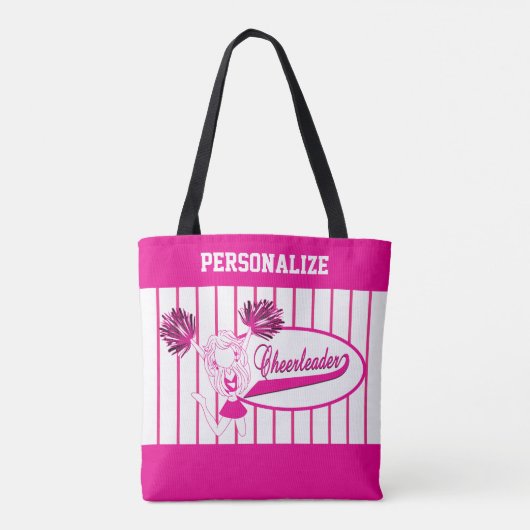 Rosa und weiße Streifen Cheerleader Girl Tasche (Rückseite)