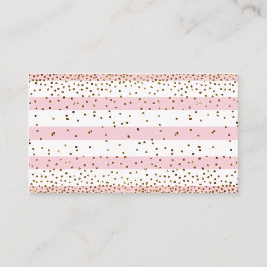 Rosa und weiße Streifen, Confetti-Windeln, Raffelk Begleitkarte (Rückseite)