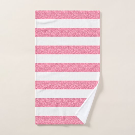 Rosa und weiße Streifen des Glitzer Badhandtuch Set (Handtuch)