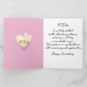 Rosa und weiße Streifen Flora 1. Dame Jubiläum Karte (Innenseite)