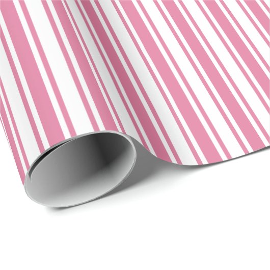 Rosa und weiße Streifen Geschenkpapier (Rolleneckpunkt)