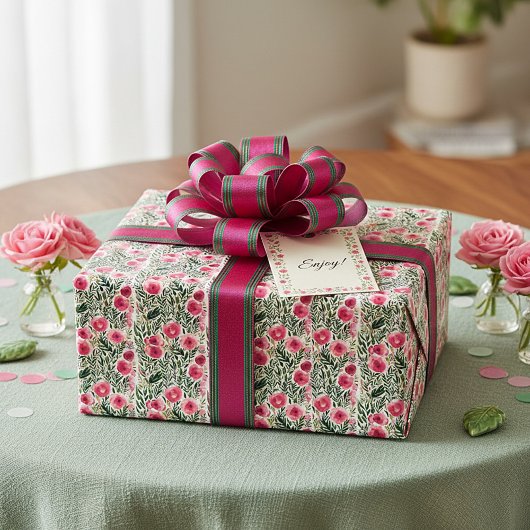 Rosa und weiße Streifen Geschenkpapier