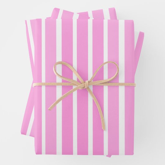 Rosa und weiße Streifen Geschenkpapier Set (Beispiel)