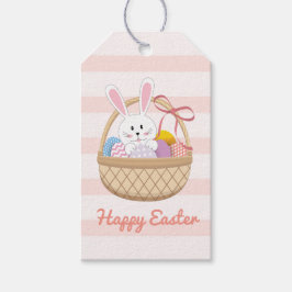 Rosa und weiße Streifen glücklich Ostern Sonne im  Geschenkanhänger