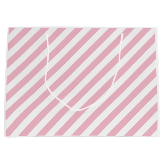 Rosa und weiße Streifen Große Geschenktüte (Vorderseite)