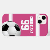 Rosa und weiße Streifen Jersey Fußball Case-Mate iPhone Hülle (Rückseite (Horizontal))